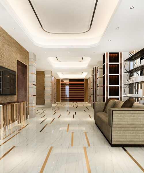 3d rendering modern luxury hotel and office reception and meeting lounge